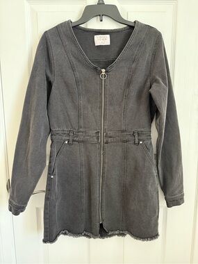 Tinseltown Charcoal Zip-Front mini dress